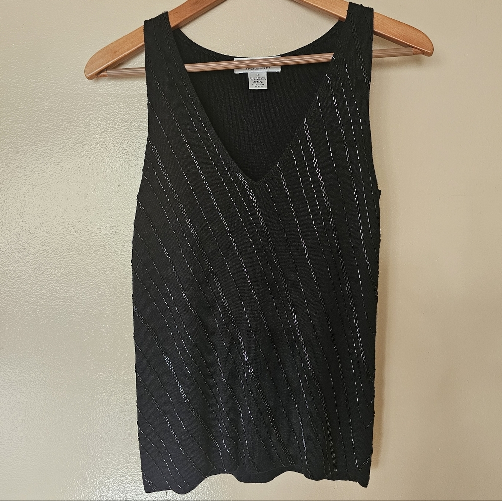 Brooks Brothers Beaded Wool Blend Knit Tank Top M Quiet Luxury Office Careerwear